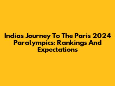 India's Journey To The Paris 2024 Paralympics: Rankings And Expectations